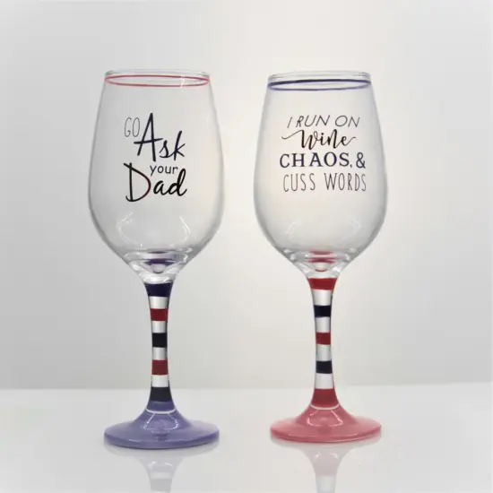 long stem wine glasses Father's Day design