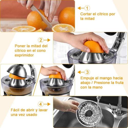 130 W Elétrico Citrus Juicer Laranja Limão Limão Grapefruit Juicer Corpo em Aço Inoxidável e Filtro e Extrator de Prensa de Cone Laranja