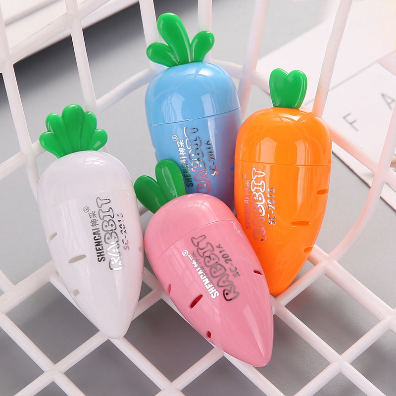 Cute Kawaii Cartoon Simple Small Fresh Carrot Pencil Sharpener Student School Supplies Prizes Stationery Random Color