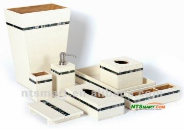 shampoo dispenser /tissue box/ hotel guestroom leather set
