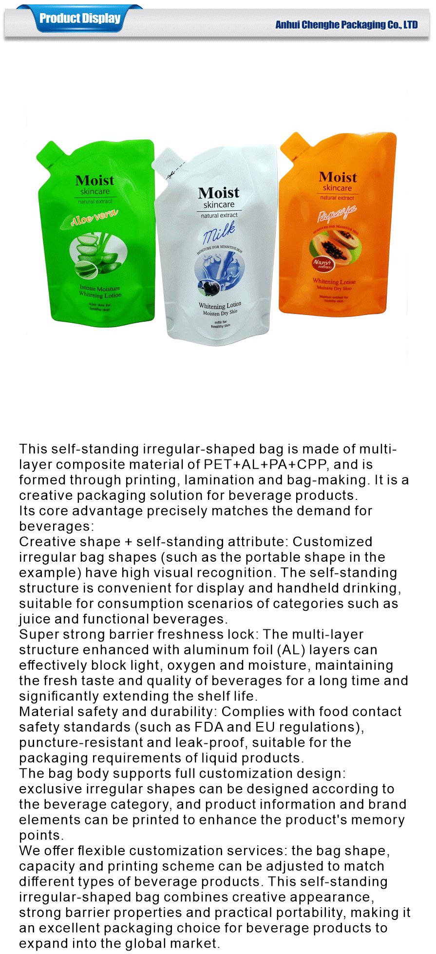 Custom shaped drink packaging