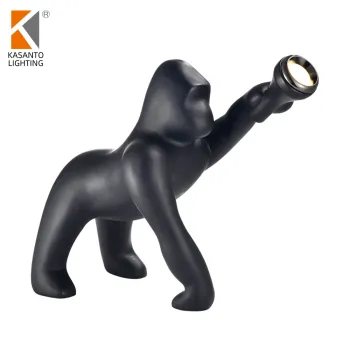 Factory Wholesale Black Gorilla Resin Floor Lamp for Hotel, Shop, Living Room, and Office Decoration