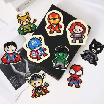 5D Hero Diamond Art Mosaic Stickers by Numbers Kits for Kids: 9 Piece Diamond Painting Sticker Set