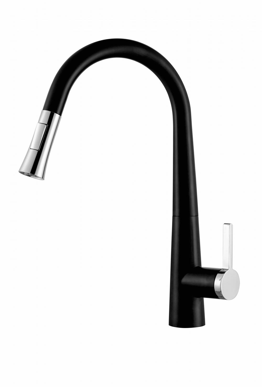 Schwarz 304 Edelstahl Pull Down Kitchen-Wasserhahn down