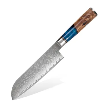 Professional 7-Inch Japanese Kitchen Knives: Damascus Steel Santoku Knife