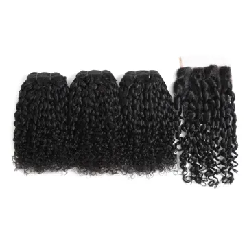 10A Pixie Curls Human Hair Cuticle Aligned Hair Brazilian Hair Cheaper Price Pissy Curly Virgin Brazilian 3 Bundles 100g 10"-20"