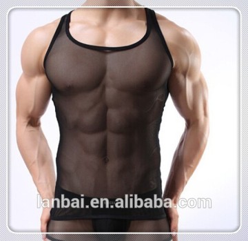 2015 Hot sale summer ultra-thin men polyester spandex slimmer shaper topshop sleeveless shirt