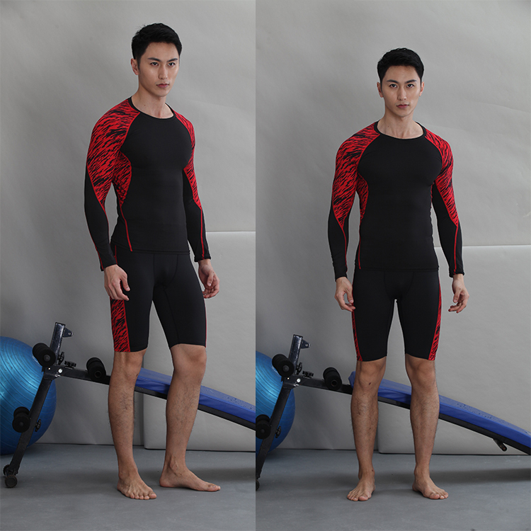 Men Gym Clothes Curved Hem Sport Tight Fitted