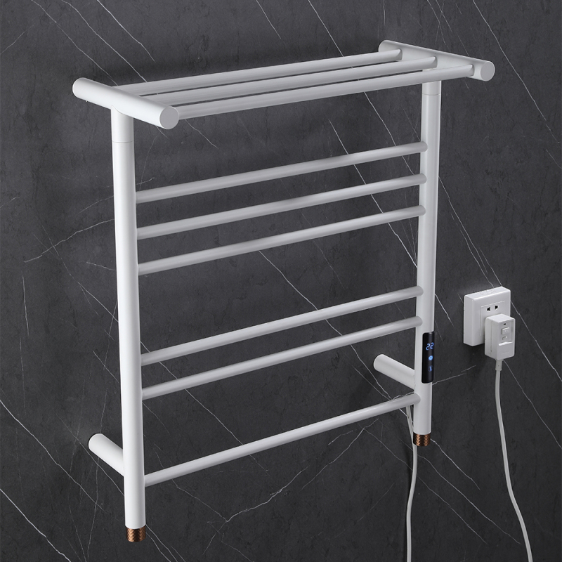 White Steel Heated Smart Towel Rail - New Style Wall Mount Bathroom Electric Rack