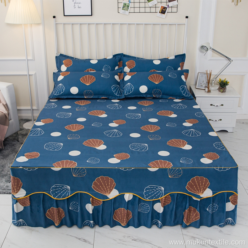 Cheap 100% polyester microfiber printed bedskirt sets