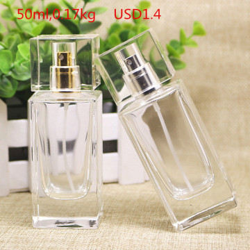 50ml clear rectangular perfume glass spray bottle beauty cosmetics glass jar