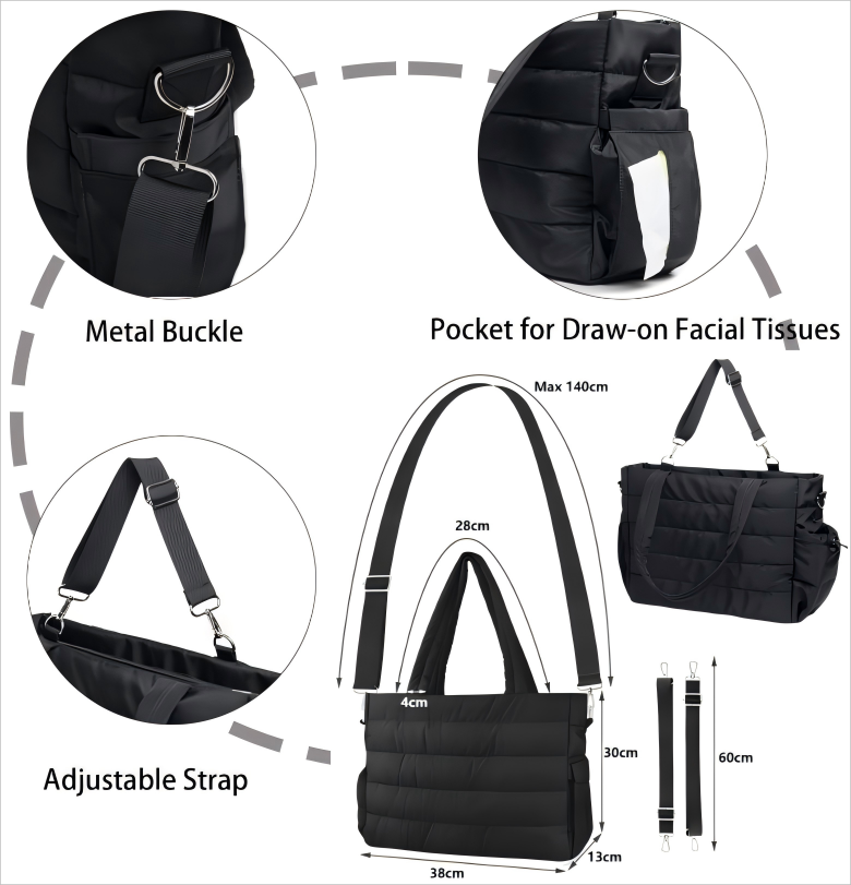 Large capacity crossbody mom tote bag