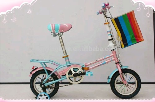 16 inch mini kids folding bicycle/colorful kids folding bicycle with training wheels