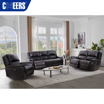 MANWAH CHEERS Power Reclining Leather Sofa Set: Top Quality Living Room Furniture