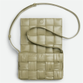 Soft Green Woven Leather Crossbody Pillow Bag