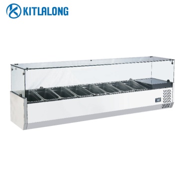 Kitlalong Stainless Steel Salad Bar Glass Display Cooler Counter