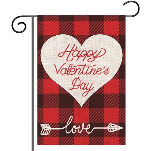 Valentines Buffalo Check Plaid Garden Flag