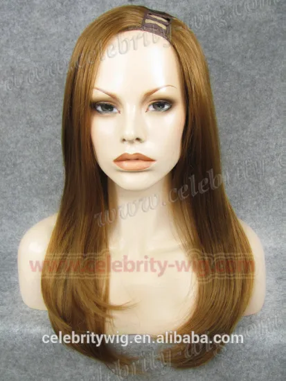 Long straight blonde U part wig in top fashion trend machine made wig