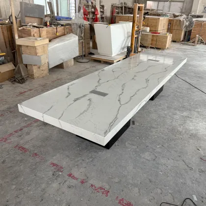 Modern 20 Feet Corian Quartz Stone Conference Table for Boardroom Furniture