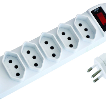 Multi-Socket Brazilian INMETRO Certified Power Strip with Overload Protection - 6 Ways Extension