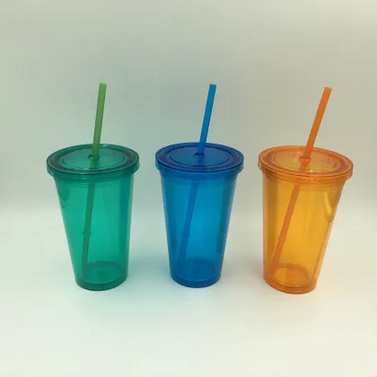 16oz Double Wall tumbler with straw