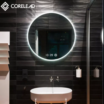 Skrin sentuh pusingan putih disesuaikan dimmable LED Makeup Anti-Fog Mirror Bilik Mandi