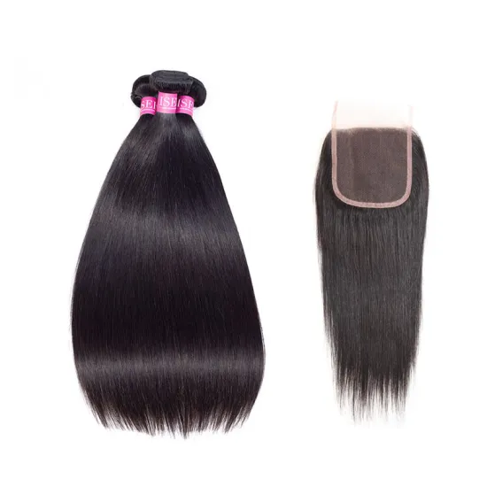 Best Selling Peruvian Straight Virgin Human Hair Bundles With Closure