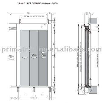 3 Panel Side Opening Landing Door Device