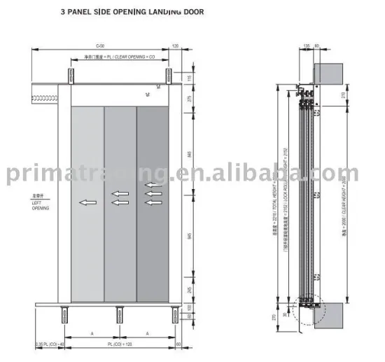 3 Panel Side Opening Landing Door Device