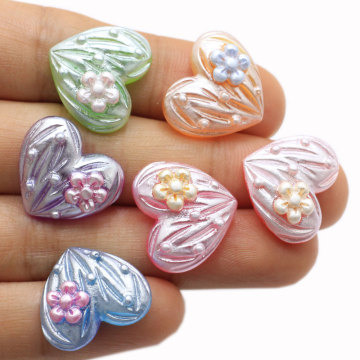 Hot Popular 20MM Flatback Pearl Heart Resin Cabochons Rhinestones For Jewelry Making Mobile-Phone-Case Nail Art Decorations