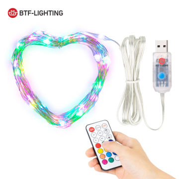 RGB LED Light String - Full Color USB and Battery Powered WS2812B 10leds/m 2m/5m with RF Controller