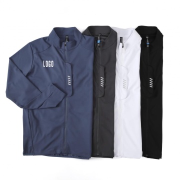 弾性スウェットトレーニング服ジョギングランニングエクササイズスウェットシャツとジッパーポケットフィットネスタートルネックジッパージャケットメン