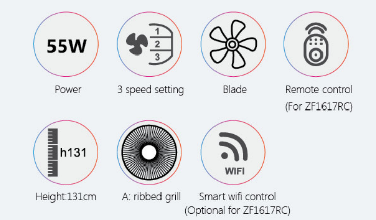 16 Inch 3-Speed Pedestal Floor Fan Standing Fan for Home with Oscillating Dual Blades AC Motor With Remote Control Timer