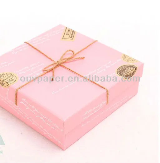 Matte lamination paper jewelry gift box with silk ribbon