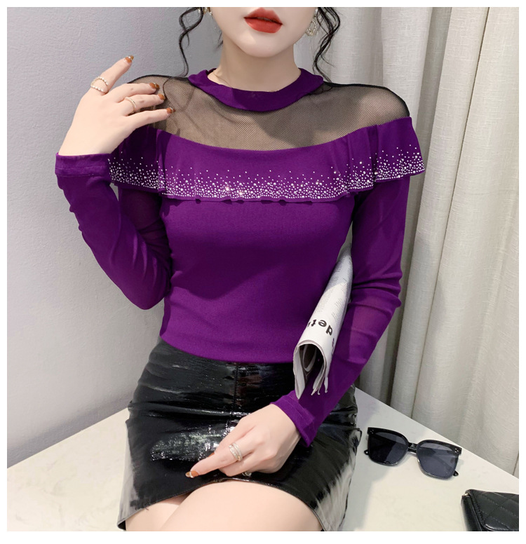 Mesh Fashion Round Neck Hollow Top