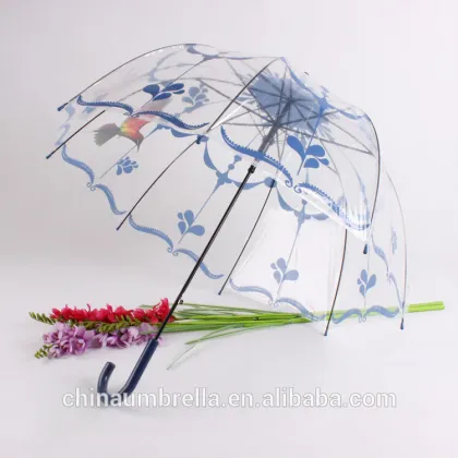 appollo shape PVC straight transparent waterproof umbrella