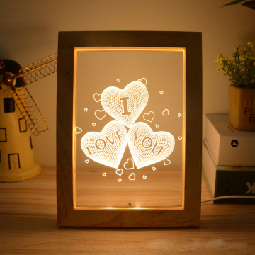 Love Heart Creative 3D LED Acrylic Photo Frame Lamp