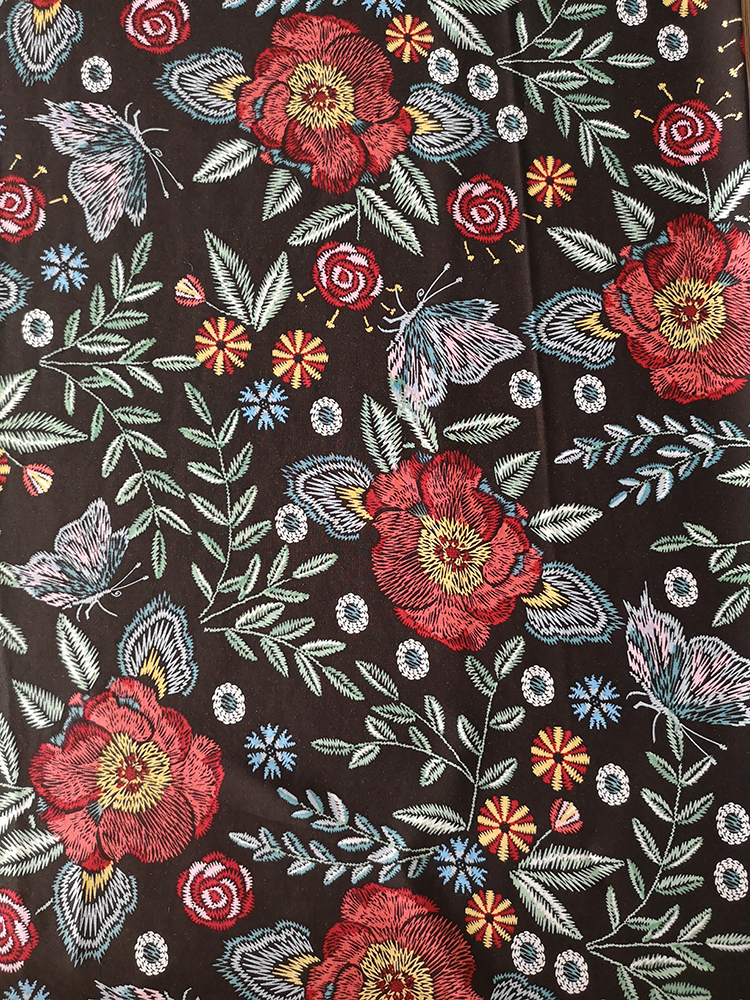 Embroidery Flower Rayon Challis 30S Printing Woven Fabric