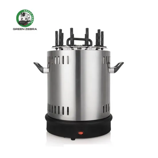 Electric Vertical Rotisserie BBQ Grill for Indoor Smokeless Cooking: Perfect for Satay, Kebabs, and Rotisserie Chicken