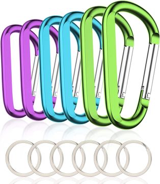 Feistel 6pcs aluminiowe karabinery D-Ring z haczykami z brelingu, 3 \