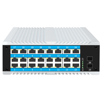 Interrupteur Ethernet Gigabit avec 24 ports RJ45 et 2 liaisons montantes SFP pour le montage du rail DIN