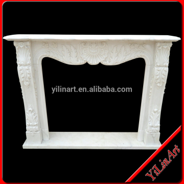 Indoor Freestanding Carved Stone Fireplace Mantel With Decorative Flowers