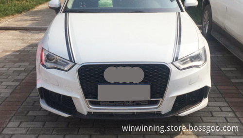 Front Bumper Grille Upgrade for 2014-2016 Audi A3 8V - Honeycomb AUDI RS3 Style Radiator Grille with quattro