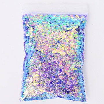 50G/Bag Holographic Mixed Hexagon Shape Chunky Nail Glitter Sequins Sparkly Flakes Slices Manicure Body/Eye/Face Glitter TCF2335