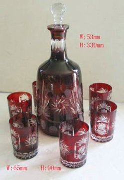 Red Party Decrotion Stemless Wine Glass Cup And Bottle Wine Sets / With One Bottle  4 Cups
