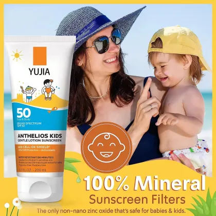 Natural Minerals Children Sunscreen SPF 50 UVA UVB Gentle Sun Cream for Sensitive Skin