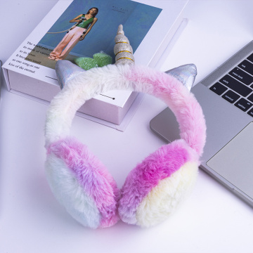 Trendy lindo unicornio niños encantadores auriculares de invierno de pelaje de lujoso