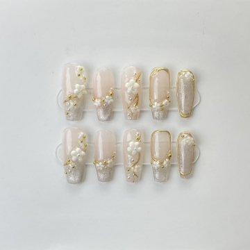 Cherry Blossom Cat Eye 3D Wearable Press-on False Nails