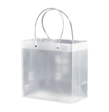 Promotional Cheap Custom Logo Waterproof Simple Clear PlasticTote Bag Portable PP Transparent Shopping Bags