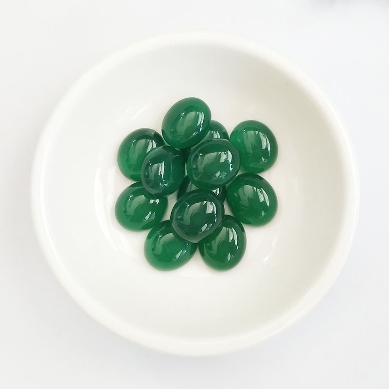 Egg-Shaped Cabochon Green Chalcedony